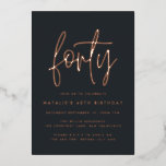 Modern 40th birthday stylish elegant script<br><div class="desc">Modern 40th birthday stylish elegant foil script & geometric 40th birthday invite. Modern geometric backer pattern. Part of a collection. Colour can be changed.</div>