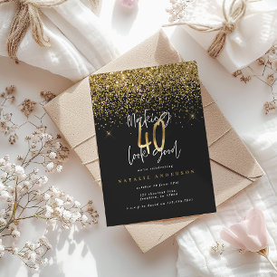 Modern 40th birthday typography glitter gold black