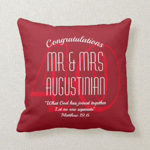 Modern 40th RUBY Wedding Anniversary Christian Cushion
