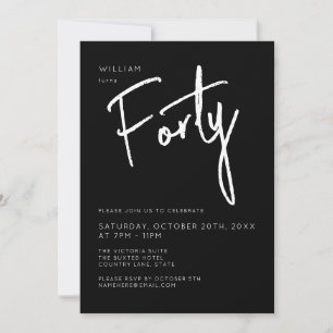 Modern 40th Thirty Thirtieth Black birthday party Invitation