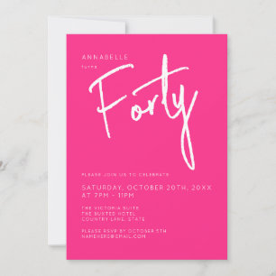 Modern 40th Thirty Thirtieth Pink birthday party Invitation