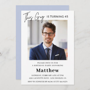 Modern 45th birthday invitations Men Photo