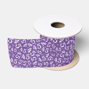 Modern 45th Birthday Number Pattern Purple/White Satin Ribbon