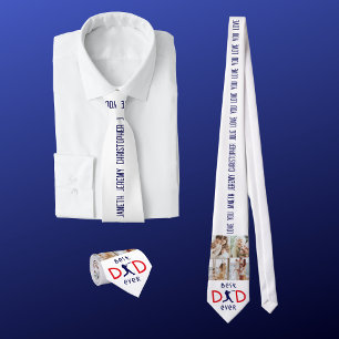 Modern 4 Family Photo Best Dad Ever Fathers Day Tie