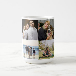 Modern 4 Family Photo Collage Custom Coffee Mug