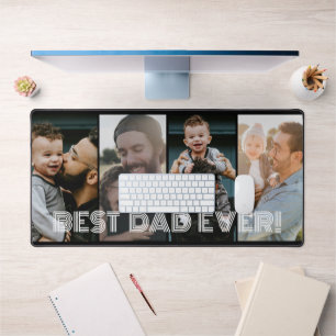 Modern 4 Photo Collage Best Dad Ever Desk Mat