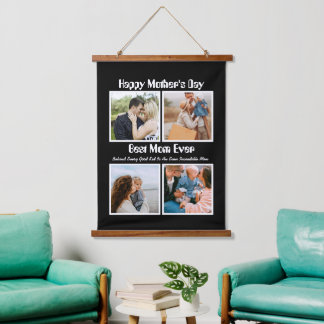 Modern 4 Photo Collage Best Mum Ever photo Hanging Tapestry
