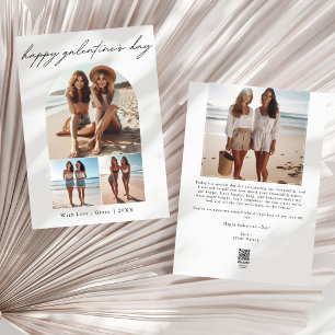 Modern   4 Photo Collage BFF Galentine's Day  Holiday Card