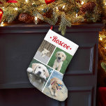 Modern 4 Photo Collage Cute Red Script Pet Name Small Christmas Stocking<br><div class="desc">Celebrate the simple joys of your furry family member with this cute custom 4 photo collage Christmas stocking. Name and pictures on this template are simple to personalise. (IMAGE PLACEMENT TIP: An easy way to centre a photo exactly how you want is to crop it before uploading to the Zazzle...</div>