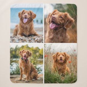 Modern 4 Photo Collage Dog Sherpa Blanket
