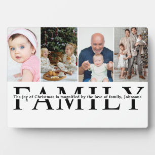 Modern 4 Photo Collage Family christmas Quote Plaque