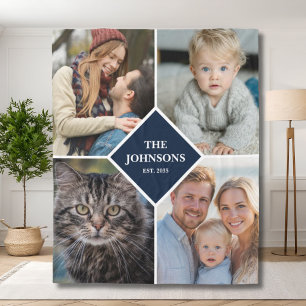 Modern 4 Photo Collage Family Keepsake Custom Fleece Blanket