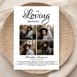 Modern 4 Photo Collage Funeral Thank You Card