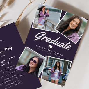 Modern 4 Photo Collage Graduate Graduation Party  Invitation