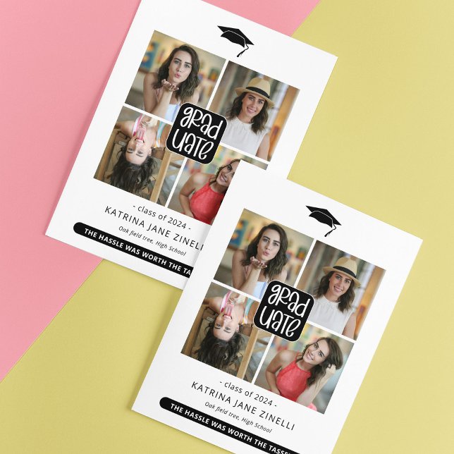 Modern 4 Photo Collage Graduation Announcement (Creator Uploaded)