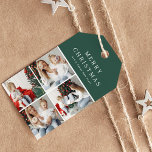 Modern 4 Photo Collage Merry Christmas Gift Tags<br><div class="desc">Merry Christmas Gift Tags - Design features a 4 photo collage,  a festive green background with christmas wishes in white text. On the reverse you can personalise your own christmas wish message and name/s.</div>