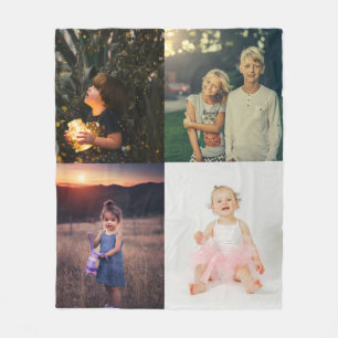 Modern 4 Photo Collage Personalised Fleece Blanket