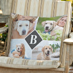 Modern 4 Photo Collage Personalised Monogram Dog Cushion<br><div class="desc">Celebrate your best friend and favourite memories with a custom Pet Monogram Photo Collage Pillow . When you have so many fun memories and photos , one photo isn't enough . Our Custom Dog Pillow has 4 photos and a centre monogrammed initial to personalise . This personalised 4 photo pillow...</div>