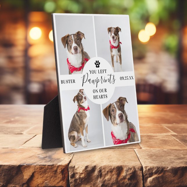 Modern 4 Photo Collage | Pet Loss Dog/Cat Plaque (Creator Uploaded)