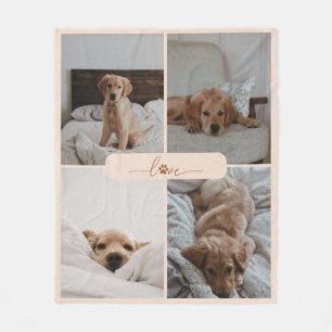 Modern 4 Photo Collage Pet Love Fleece Blanket