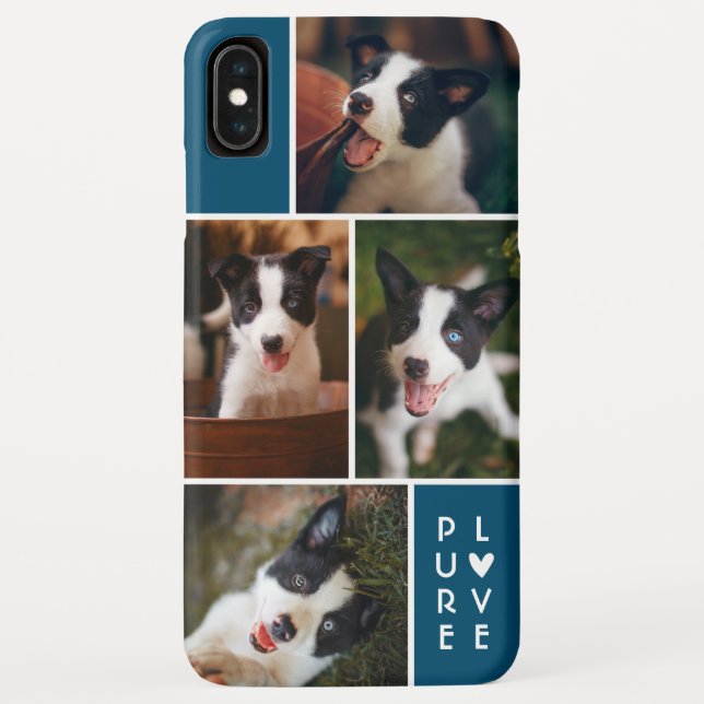 Modern 4 Photo Collage | Pure Love | Blue Case-Mate iPhone Case (Back)