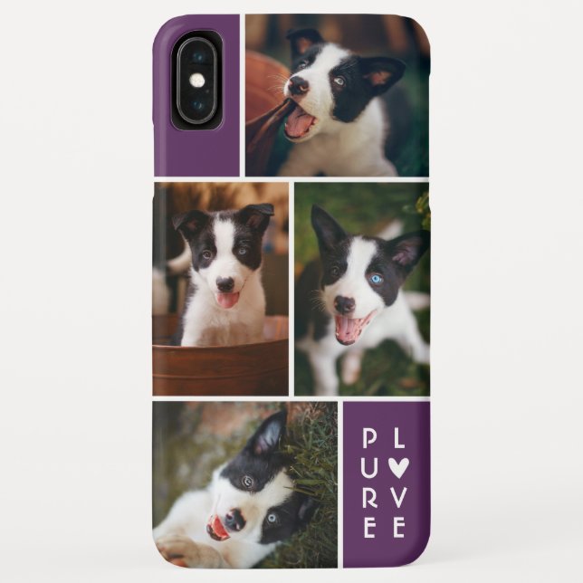 Modern 4 Photo Collage | Pure Love | Plum Purple Case-Mate iPhone Case (Back)