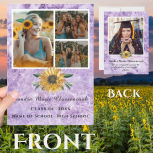 Modern 4 Photo Collage  Sunflower graduation  Announcement