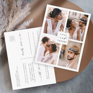 Modern 4 Photo Collage Wedding Thank You Postcard