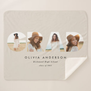 Modern 4 photo elegant graduation sherpa blanket