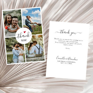 Modern 4 Photo Elopement Wedding Thank You Invitation