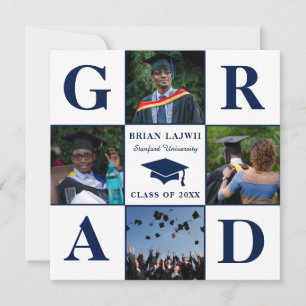 Modern 4 Photo Graduation Announcement