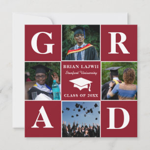 Modern 4 Photo Graduation Announcement