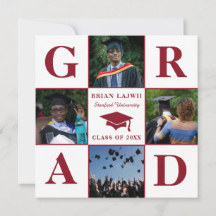 Modern 4 Photo Graduation Announcement