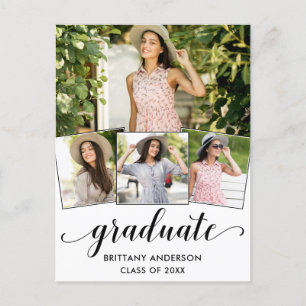 Modern 4 Photo Graduation Calligraphy Announcement