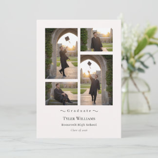 Modern 4-Photo Grid Graduation Announcement