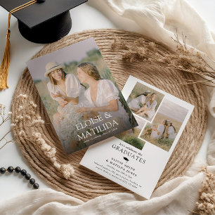 Modern 4 Photo Joint Graduation Party Invitation