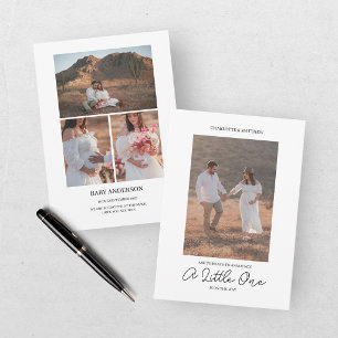 Modern 4 Photo Pregnancy Announcement Card