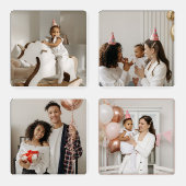 Modern  4 Photo Template Create Your Own Picture  Coaster Set (Set)