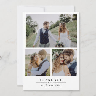 Modern 4 Photo Wedding Thank You Card