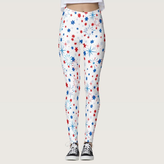 Modern 4th July Pattern 02 N BG Leggings (Front)
