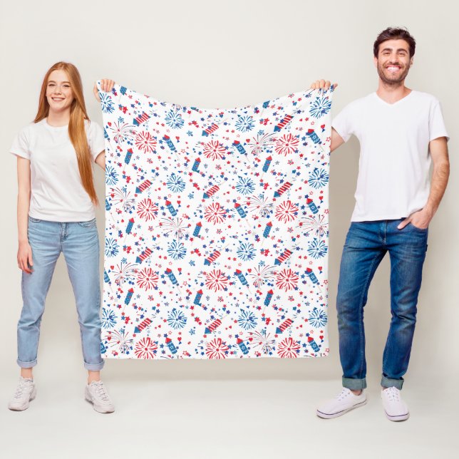 Modern 4th July Pattern 03 Fleece Blanket (In Situ)