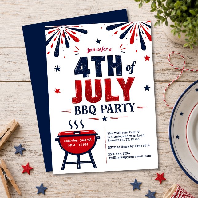 Modern 4th of July BBQ Party Invitation (Creator Uploaded)