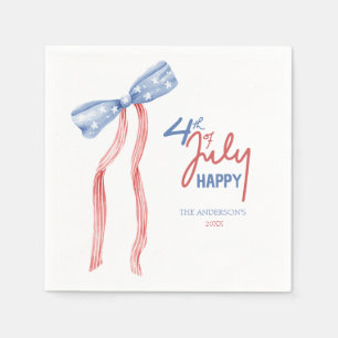 Modern 4th of July Bow Party Patriotic Napkin