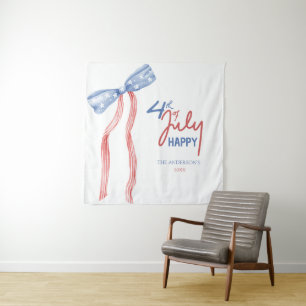 Modern 4th of July Bow Party Patriotic Tapestry