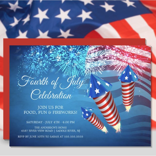 Modern 4th of July Fireworks Invitation (Creator Uploaded)