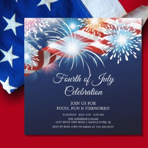 Modern 4th of July Fireworks Invitation