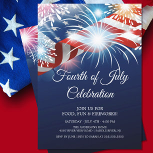 Modern 4th of July Fireworks Invitation