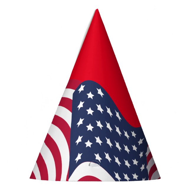 Modern 4th of july Patriotic American USA Flag Party Hat (Left)