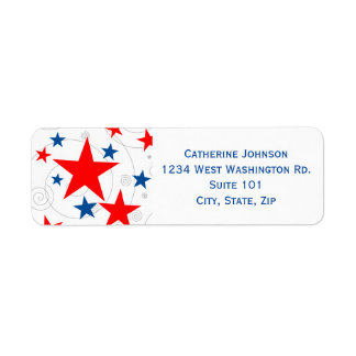 Modern 4th of July Patriotic Red White Blue Stars Return Address Label