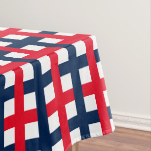 Modern 4th of July red white blue patriotic grid Tablecloth